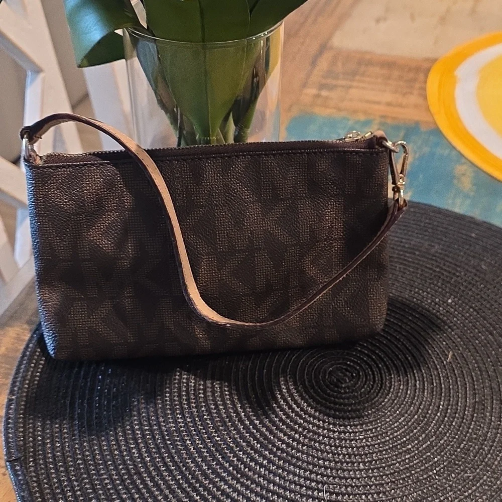 Michael Kors Brown Wristlet‎ with Gold Accents